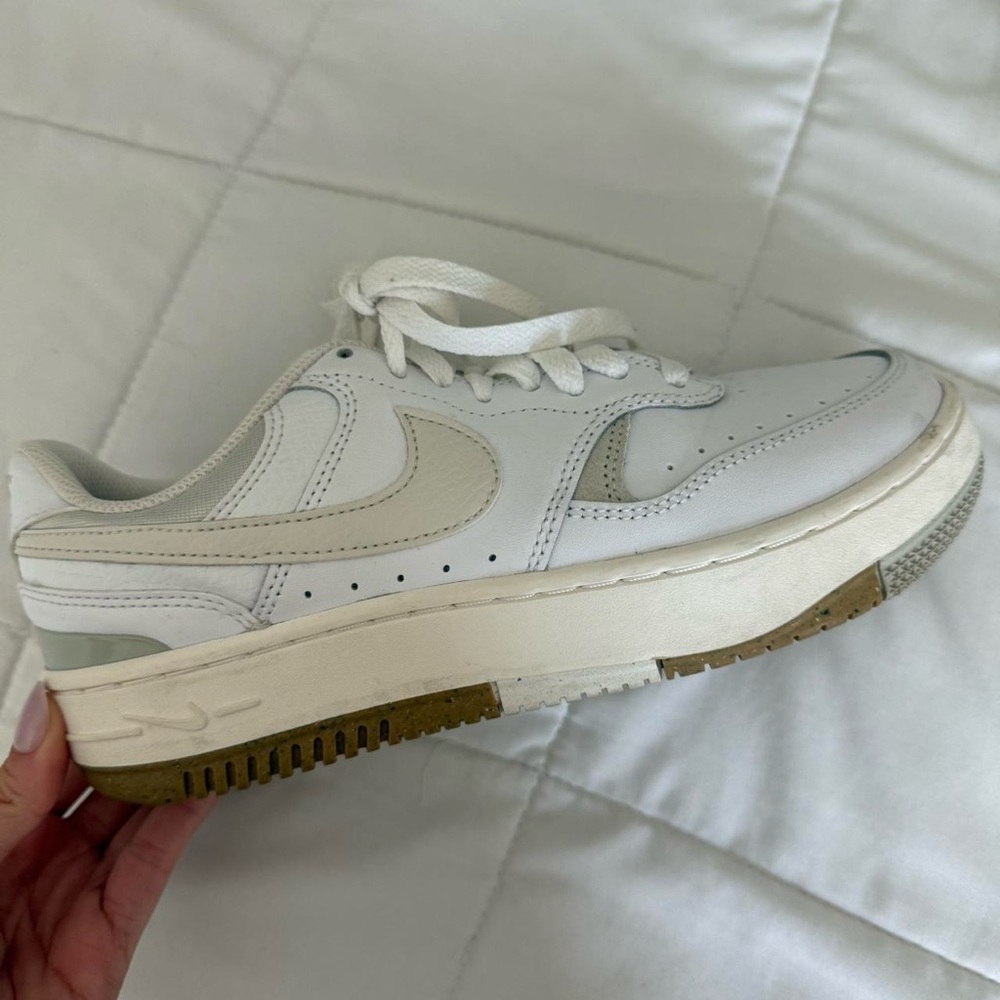 Nike White and Beige Casual Sneakers